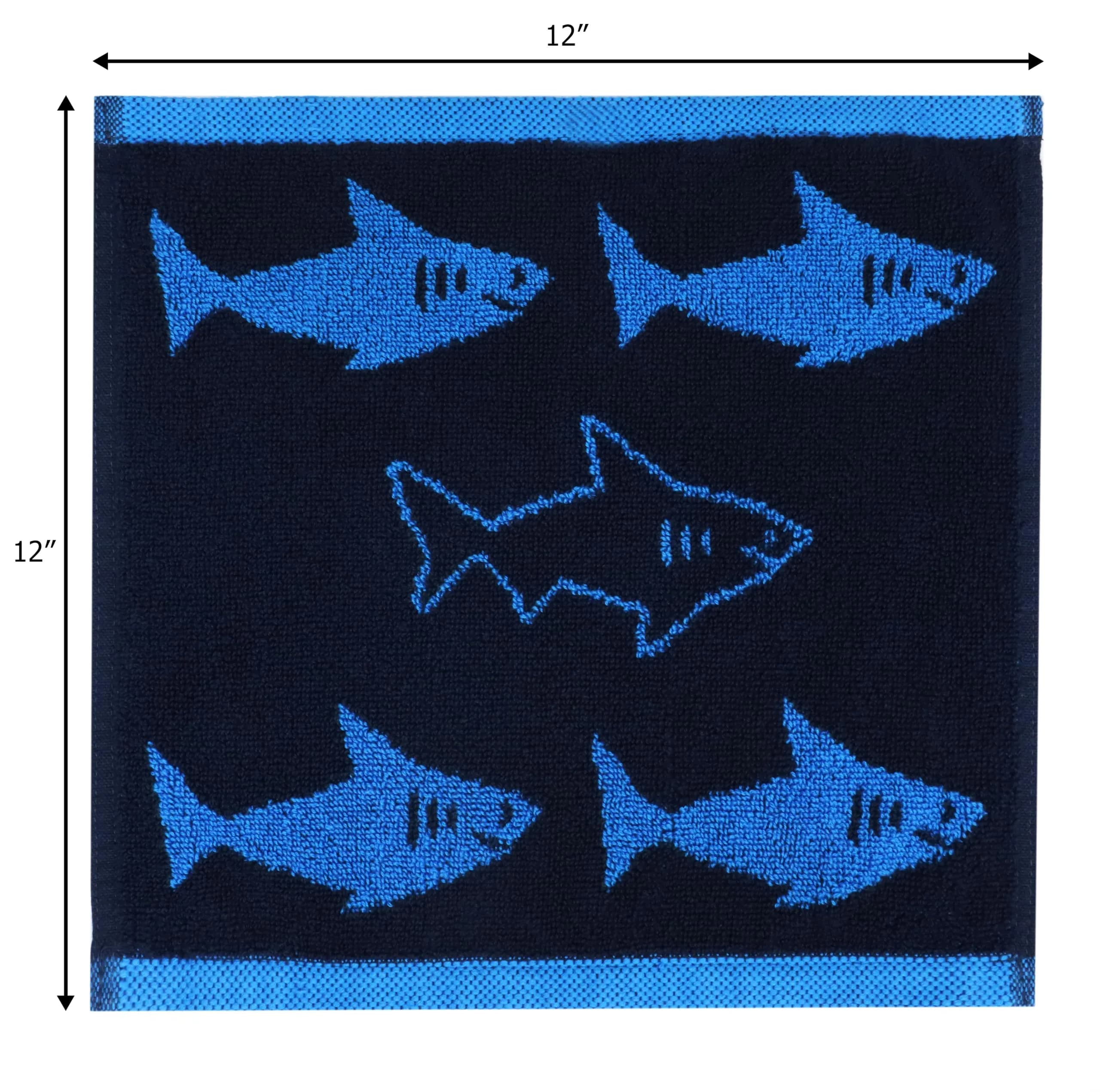 ORIGINAL KIDS Navy Blue Wash Cloth Set of 12 | 30cm x 30cm (12x12 Inch) 100% Cotton - view 6