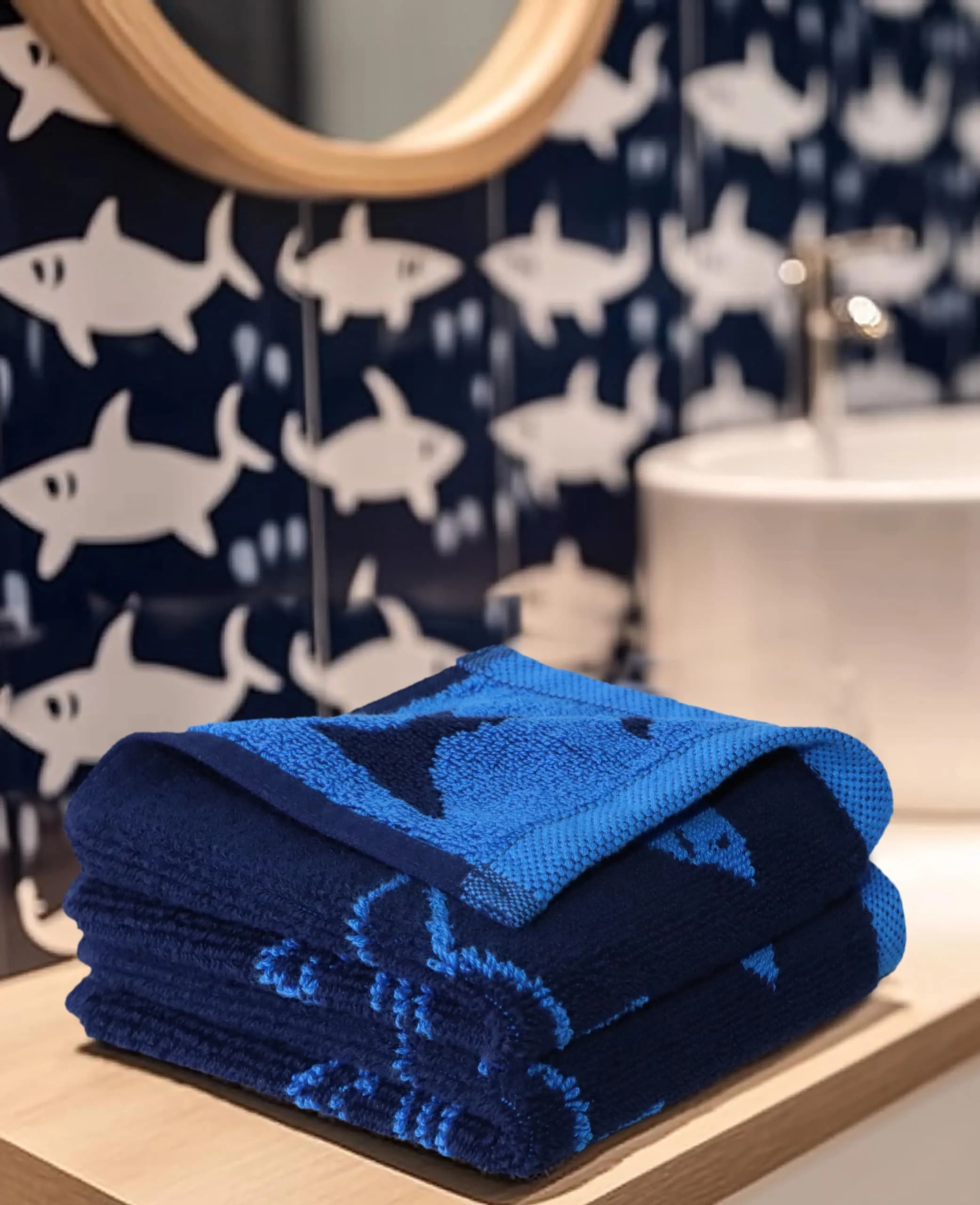 ORIGINAL KIDS Navy Blue Wash Cloth Set of 12 | 30cm x 30cm (12x12 Inch) 100% Cotton - view 2