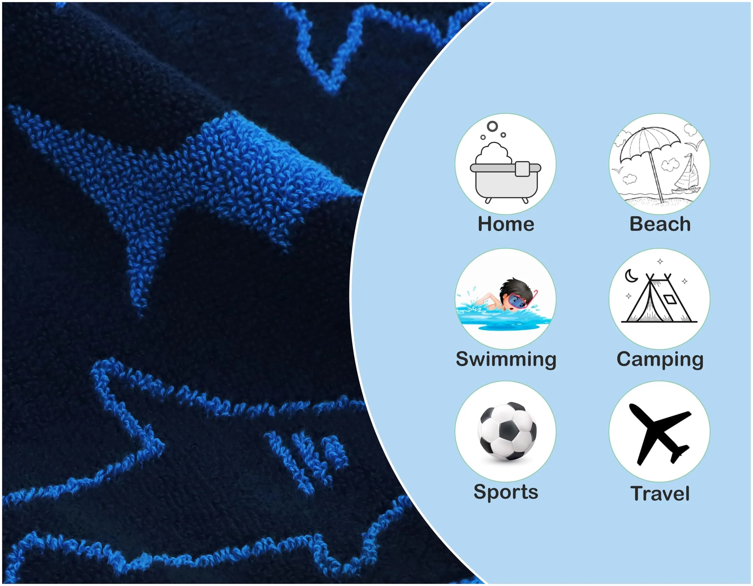 ORIGINAL KIDS Navy Blue Wash Cloth Set of 12 | 30cm x 30cm (12x12 Inch) 100% Cotton - view 3