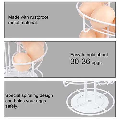 Toplife White Item Container | Spiral Metal Egg Skelter Dispenser, 6.9 x 6.9 x 16.1 in, Modern Kitchen thumbnail 5