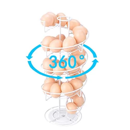 Toplife White Item Container | Spiral Metal Egg Skelter Dispenser, 6.9 x 6.9 x 16.1 in, Modern Kitchen thumbnail 3