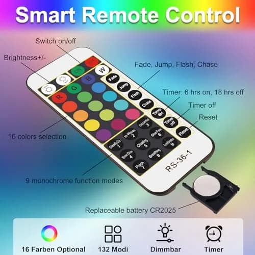 OMIKA 33ft 100 LED Rope Lights | 16 Color Changing, 132 Modes, Battery & USB Powered thumbnail 7
