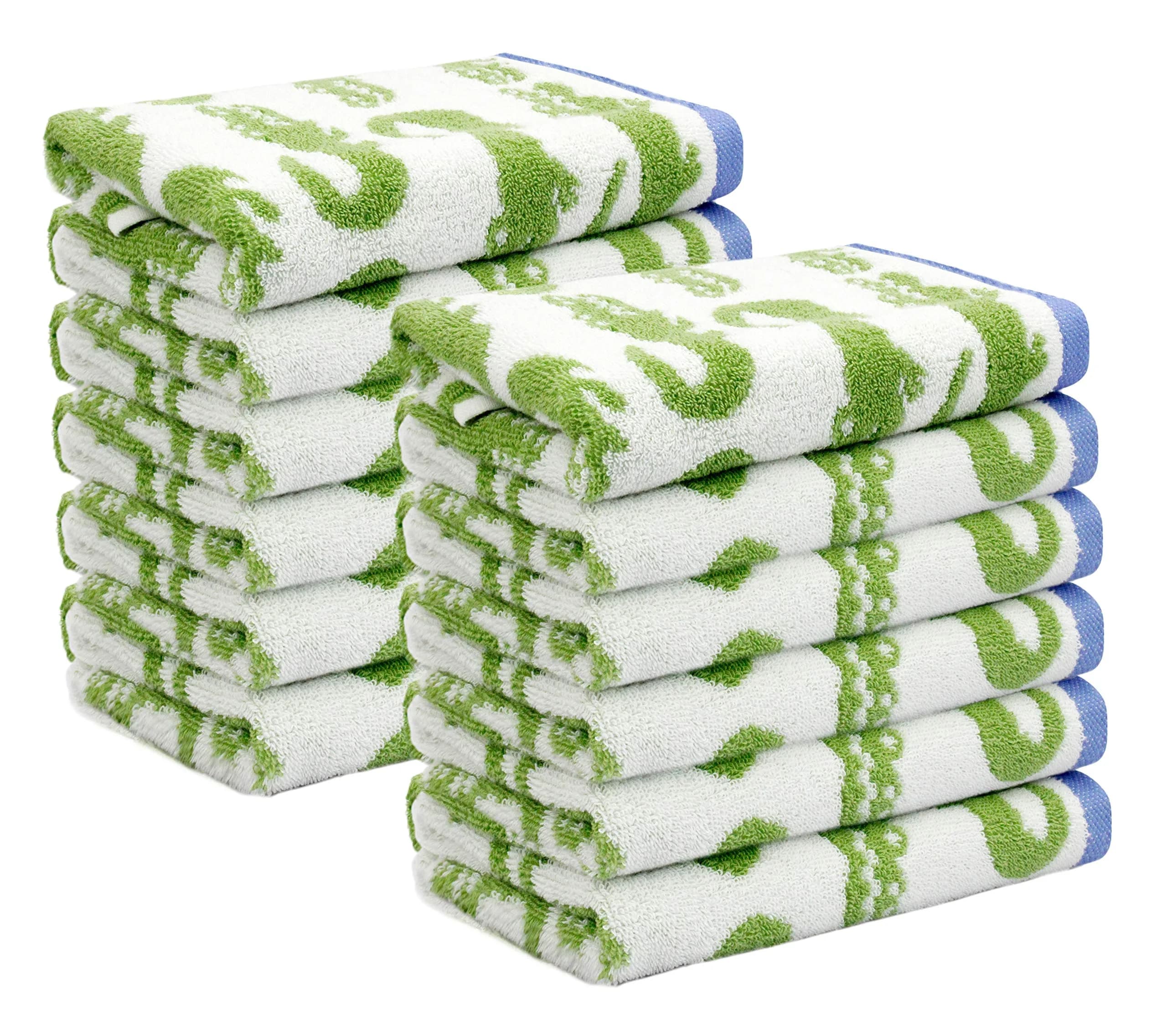 ORIGINAL KIDS Crocodile Wash Cloth Set of 12 | 30x30 cm (12x12 Inch) | 100% Cotton Terry Jacquard - view 7