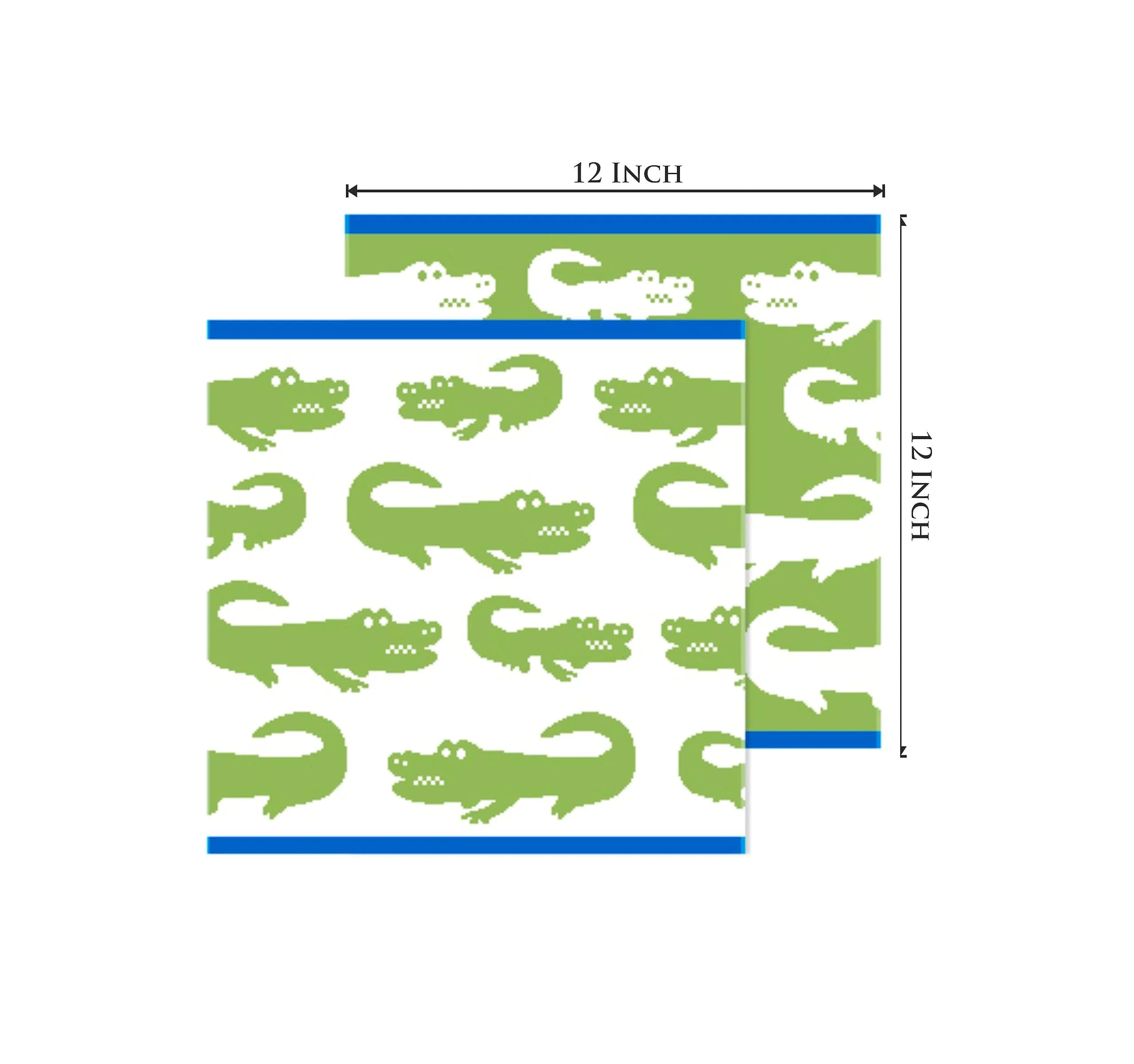 ORIGINAL KIDS Crocodile Wash Cloth Set of 12 | 30x30 cm (12x12 Inch) | 100% Cotton Terry Jacquard - view 3