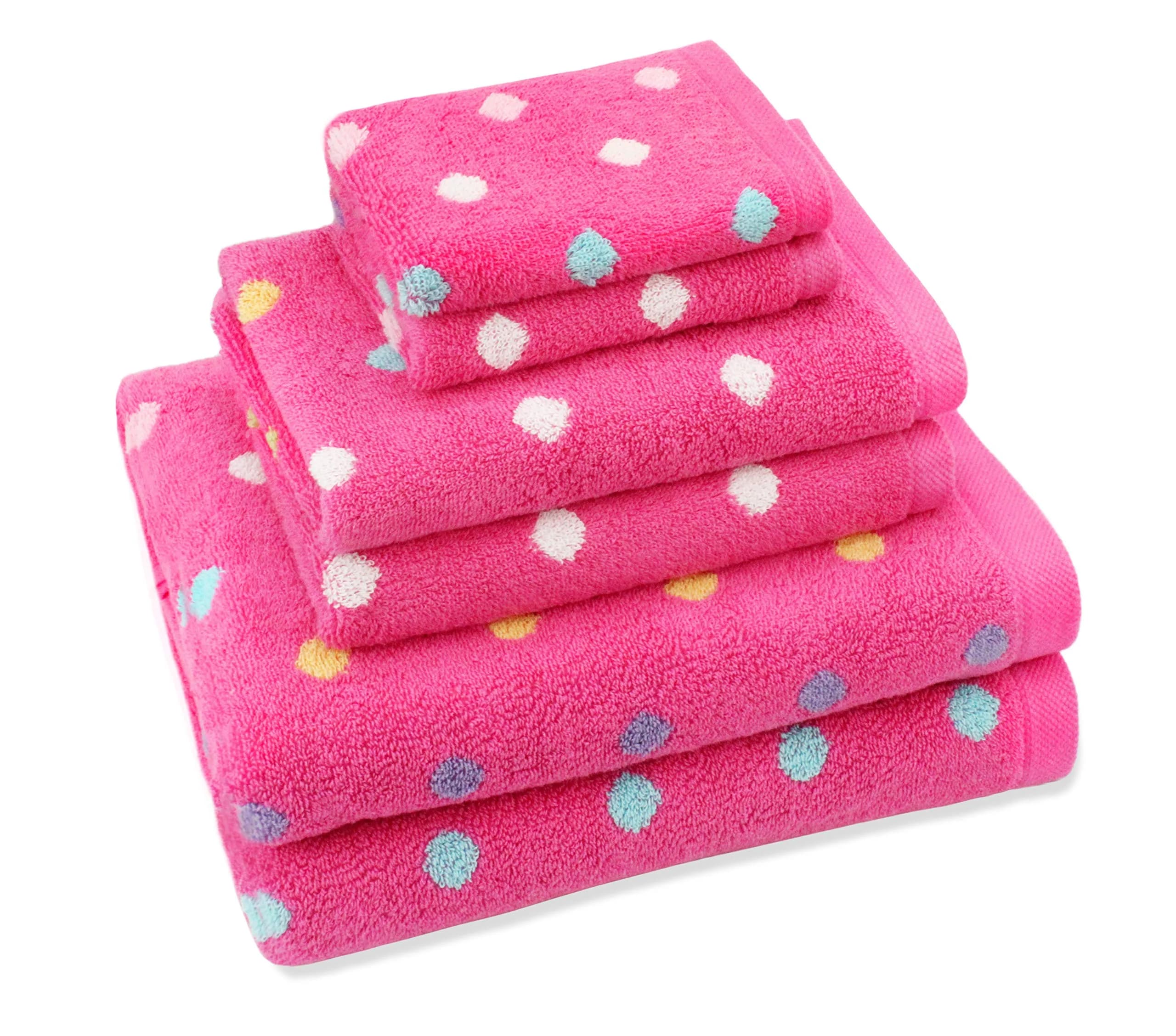 ORIGINAL KIDS 6 Piece Towel Set - Pink Multi Color | 2 Bath, 2 Hand, 2 Wash Cloths | 100% Cotton - main product image
