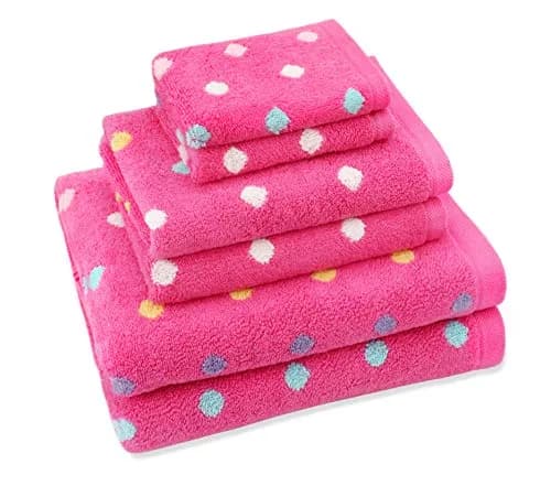 ORIGINAL KIDS 6 Piece Towel Set - Pink Multi Color | 2 Bath, 2 Hand, 2 Wash Cloths | 100% Cotton thumbnail 1