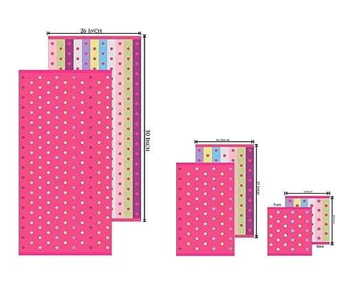 ORIGINAL KIDS 6 Piece Towel Set - Pink Multi Color | 2 Bath, 2 Hand, 2 Wash Cloths | 100% Cotton thumbnail 2