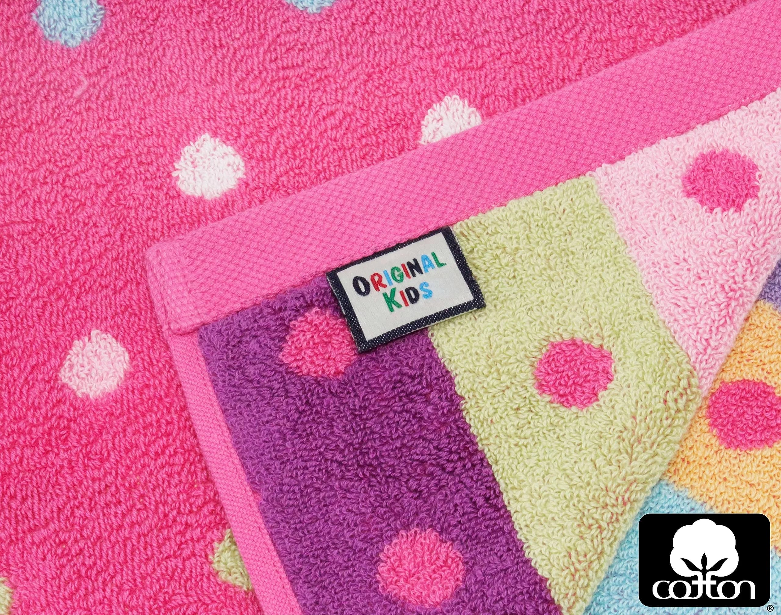 ORIGINAL KIDS 6 Piece Towel Set - Pink Multi Color | 2 Bath, 2 Hand, 2 Wash Cloths | 100% Cotton - view 3