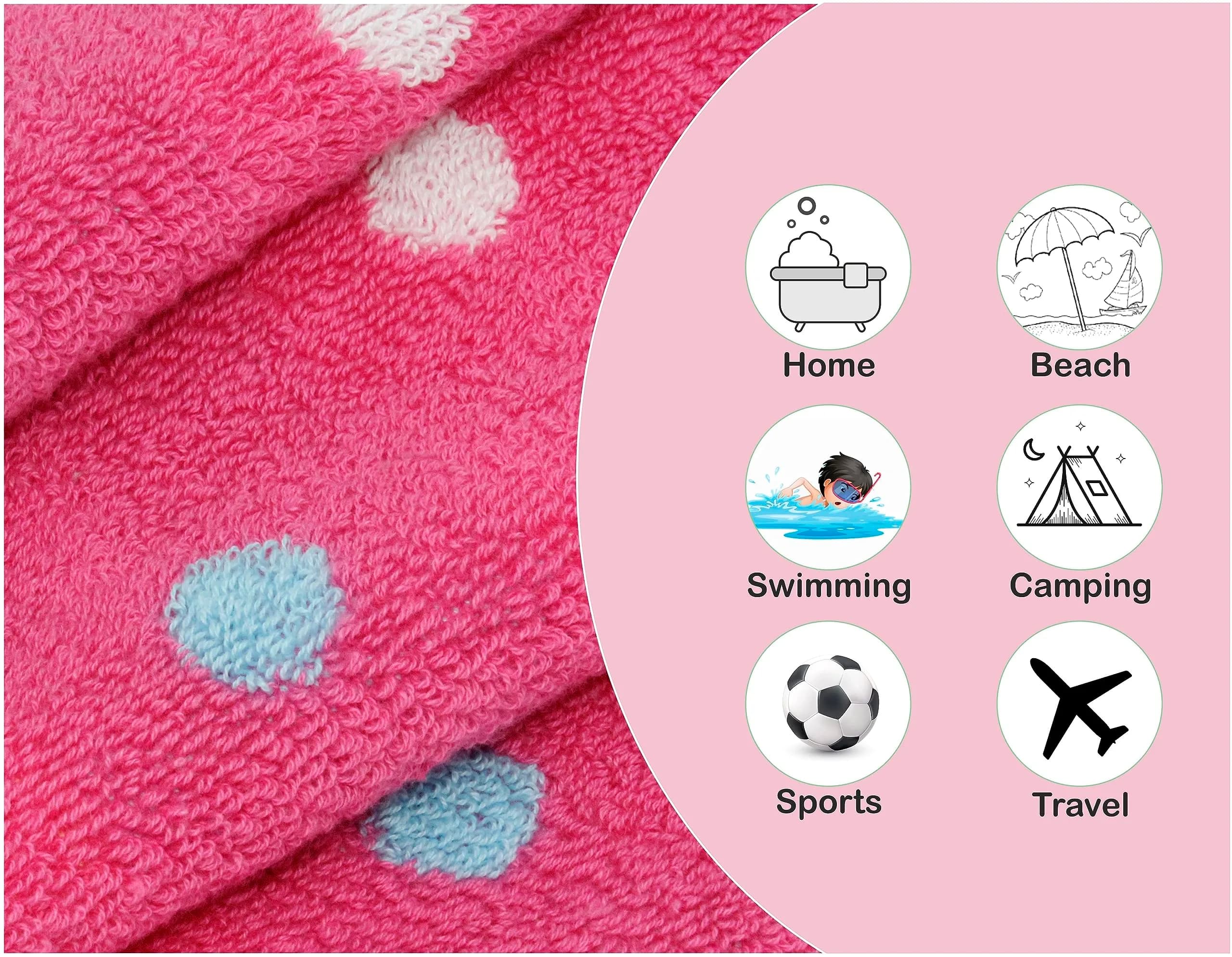 ORIGINAL KIDS 6 Piece Towel Set - Pink Multi Color | 2 Bath, 2 Hand, 2 Wash Cloths | 100% Cotton - view 4