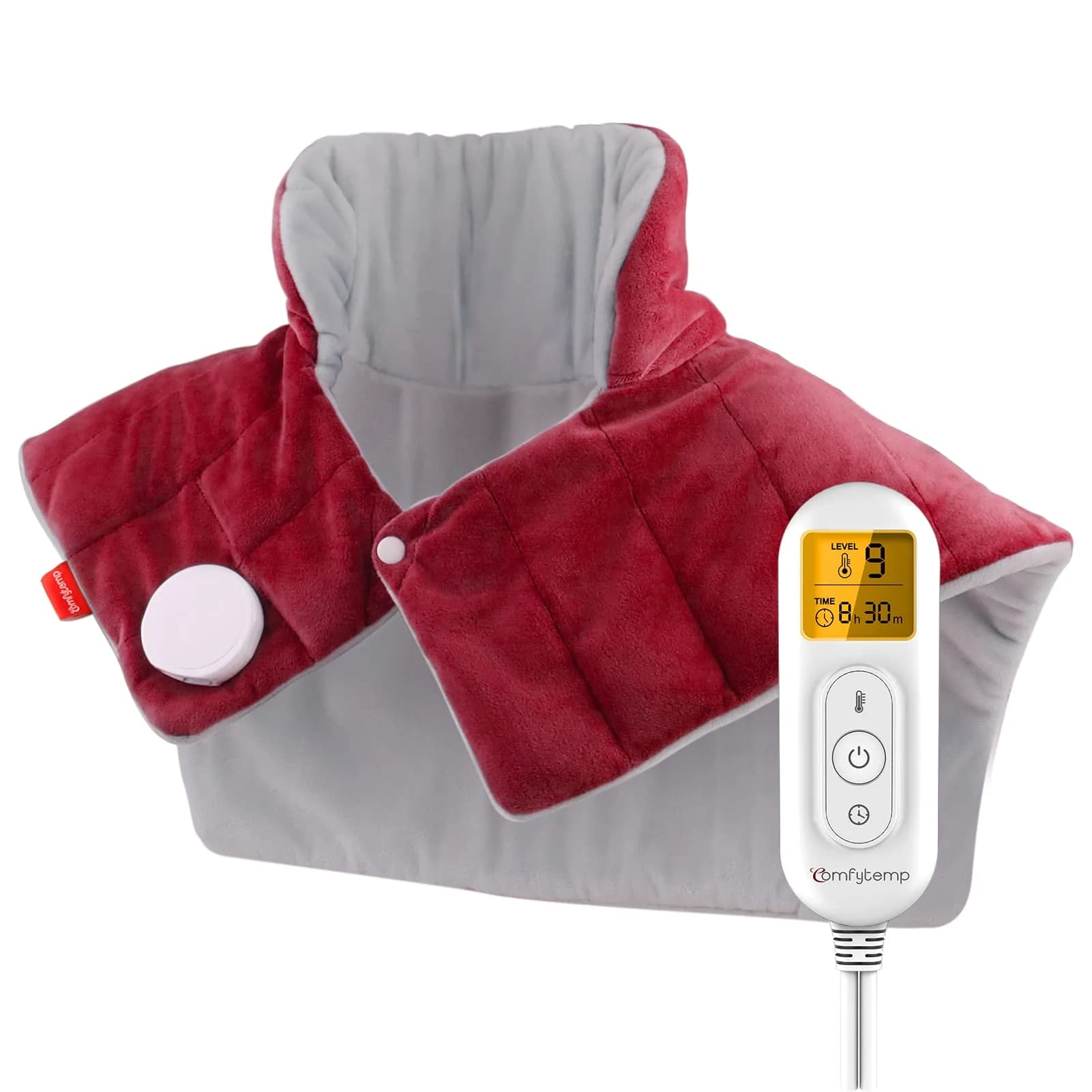 Comfytemp Weighted Heating Pad for Neck Shoulders Back 1.40kg (3.1lb) Red | Fast Heating & Auto Shut-Off - main product image