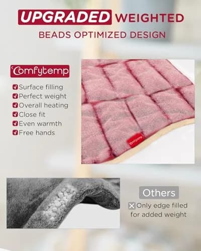 Comfytemp Weighted Heating Pad for Neck Shoulders Back 1.40kg (3.1lb) Red | Fast Heating & Auto Shut-Off thumbnail 3