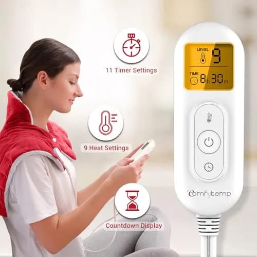 Comfytemp Weighted Heating Pad for Neck Shoulders Back 1.40kg (3.1lb) Red | Fast Heating & Auto Shut-Off thumbnail 4