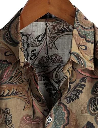 VATPAVE Mens Hawaiian Shirt Short Sleeve Button-Down XL Brown | Tropical Casual Style thumbnail 2