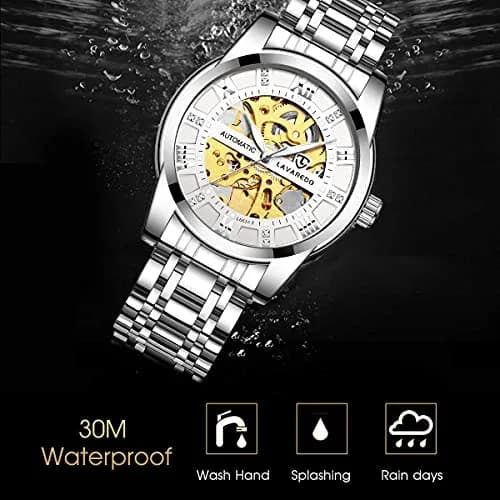 A ALPS Automatic Mechanical Watch for Men, 41mm Stainless Steel Skeleton Dial | Luxury Self-Winding Wristwatch thumbnail 7