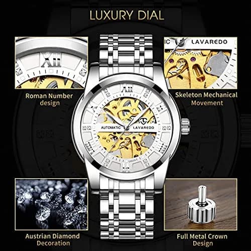 A ALPS Automatic Mechanical Watch for Men, 41mm Stainless Steel Skeleton Dial | Luxury Self-Winding Wristwatch thumbnail 2
