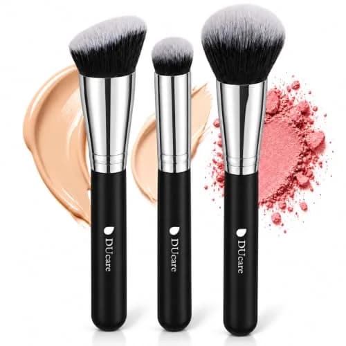 DUcare 3 Pcs Foundation Contour Blush Conceal Brush Set | Synthetic Kabuki Brushes for Liquid, Cream & Powder (Black) thumbnail 1