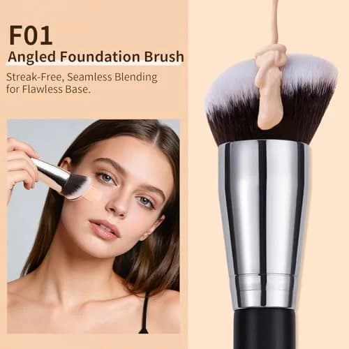 DUcare 3 Pcs Foundation Contour Blush Conceal Brush Set | Synthetic Kabuki Brushes for Liquid, Cream & Powder (Black) thumbnail 4