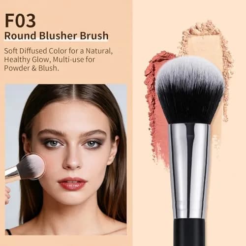DUcare 3 Pcs Foundation Contour Blush Conceal Brush Set | Synthetic Kabuki Brushes for Liquid, Cream & Powder (Black) thumbnail 6