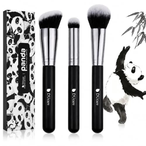 DUcare 3 Pcs Foundation Contour Blush Conceal Brush Set | Synthetic Kabuki Brushes for Liquid, Cream & Powder (Black) thumbnail 9
