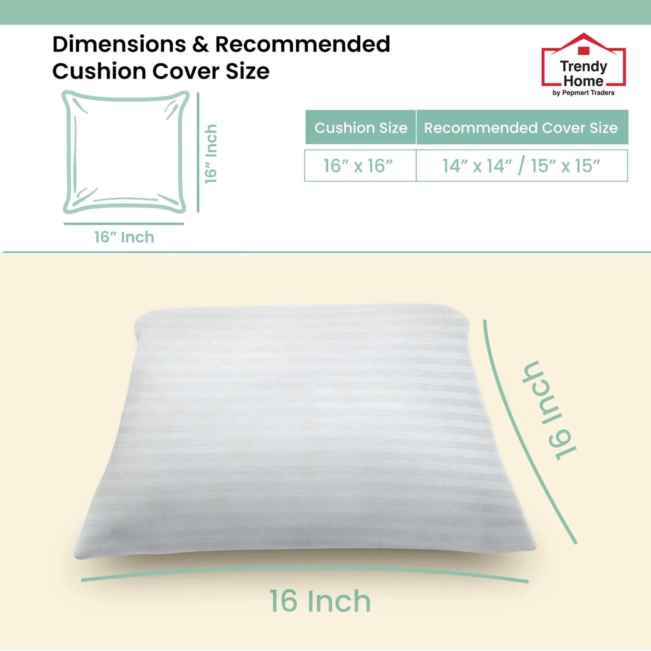 Trendy Home 16x16 Throw Pillow Insert | Hypoallergenic Cushion Filler for Home & Outdoor (70-120 chars) thumbnail 6