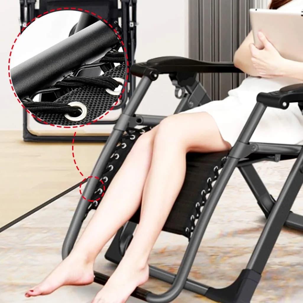 Jmkcoz 4 Pcs Universal Zero Gravity Chair Repair Cords Replacement Laces Elastic Lounge Chair Cord for Antigravity Chair, Recliners, Bungee Chair (Black) - view 7