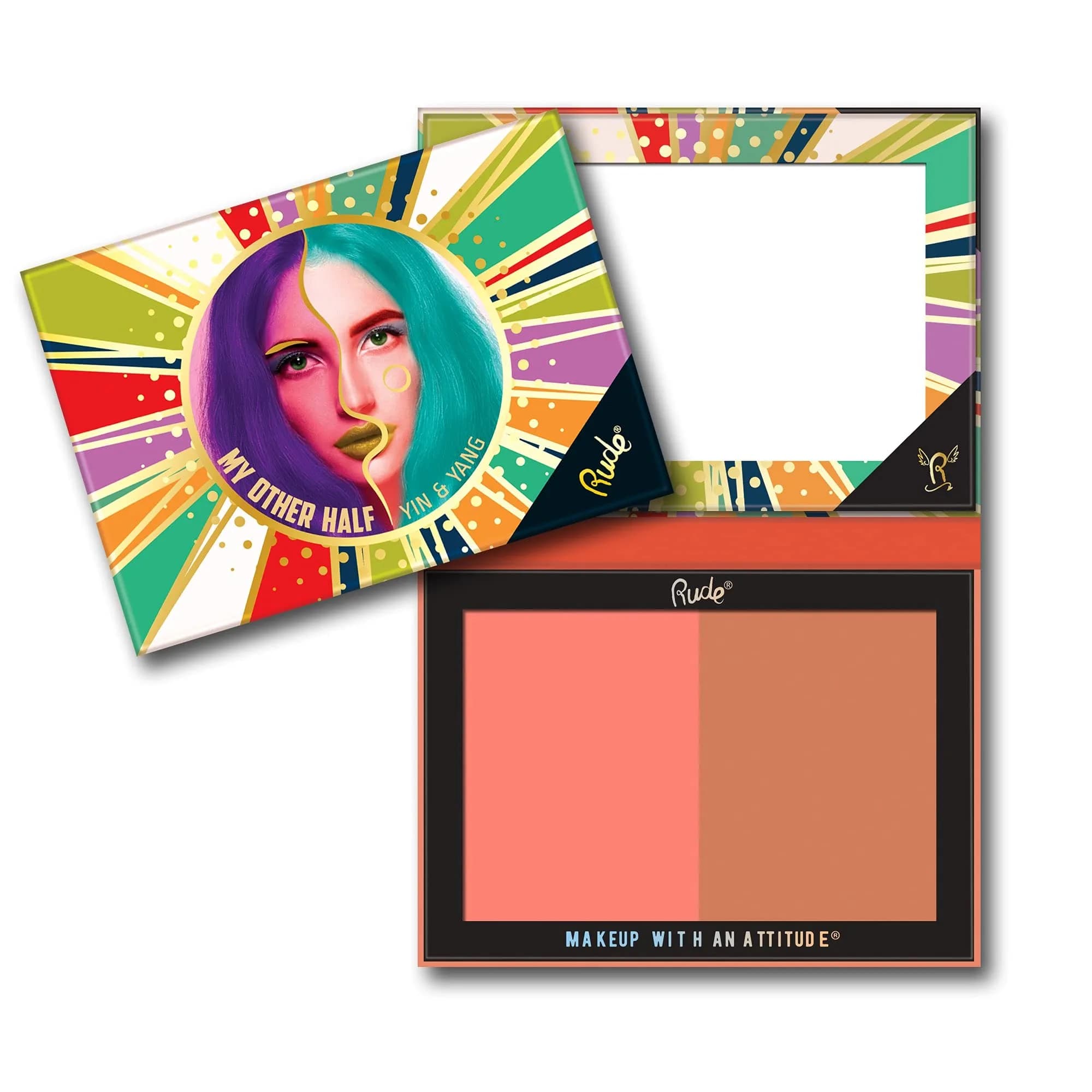 RUDE My Other Half Duo Shade Face Palette - Yin and Yang 0.4 oz | Versatile Duo Shades for All Skin Tones