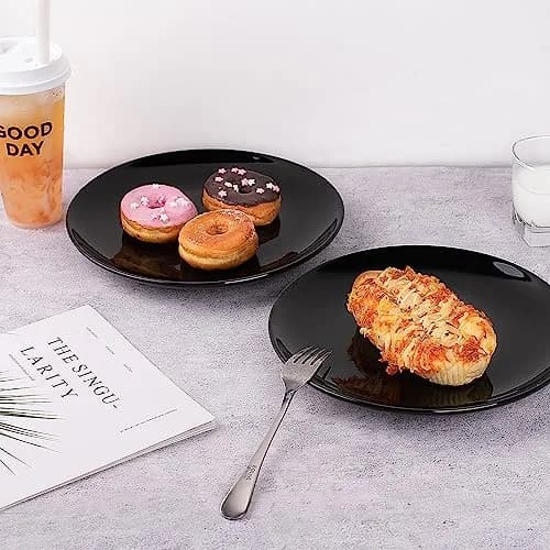 DELLING 10 Inch Black Porcelain Dinner Plates Set of 4 | Chip Resistant, Microwave & Oven Safe thumbnail 4