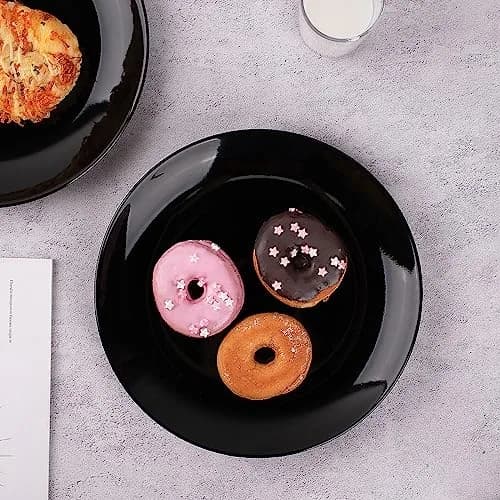 DELLING 10 Inch Black Porcelain Dinner Plates Set of 4 | Chip Resistant, Microwave & Oven Safe thumbnail 5