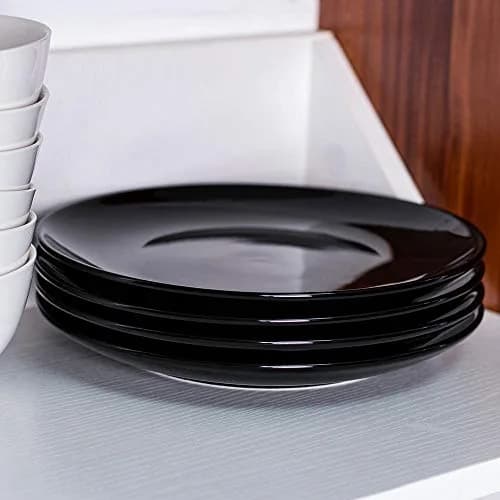 DELLING 10 Inch Black Porcelain Dinner Plates Set of 4 | Chip Resistant, Microwave & Oven Safe thumbnail 7
