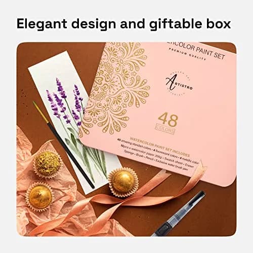 ARTISTRO Watercolor Paint Set with Palette & Brush Pens - 48 Colors | High-Quality Artist Watercolors for Adults & Kids thumbnail 7