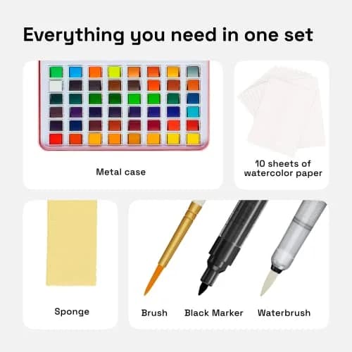 ARTISTRO Watercolor Paint Set with Palette & Brush Pens - 48 Colors | High-Quality Artist Watercolors for Adults & Kids thumbnail 3