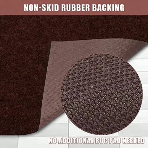 ZGR HOME&GARDEN Chocolate Brown Runner Rug 61cm (2 ft) x 183cm (6 ft) | Non-Slip Rubber Backing for Hallways & Kitchens thumbnail 3