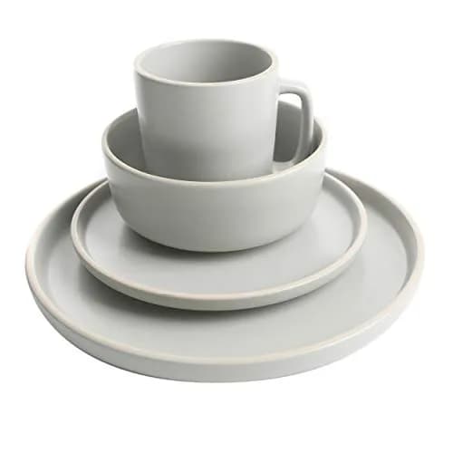 Gibson Home Zuma 16 Piece Dinnerware Set | Service for 4, Matte Stoneware, Light Grey thumbnail 3
