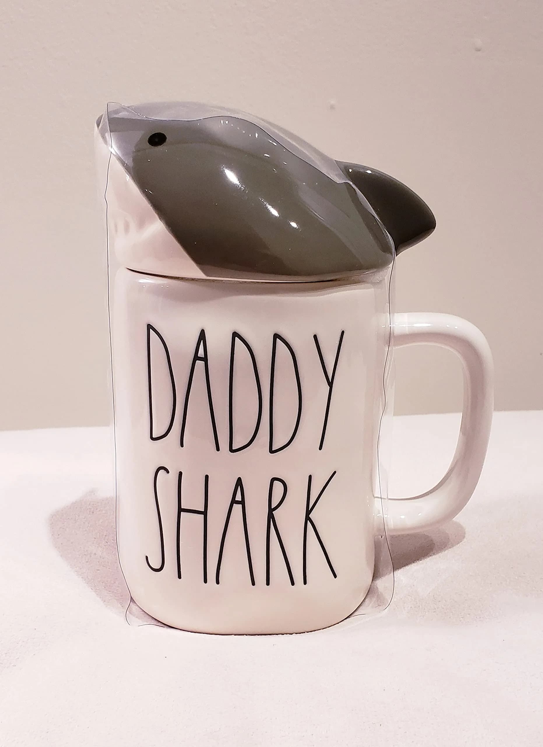 Rae Dunn DADDY SHARK Mug - ceramic - 16oz | Shark Theme Gift for Adults — 16 Ounces