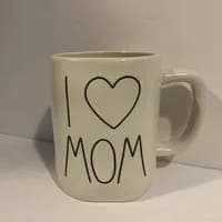 Rae Dunn I LOVE MOM Mug - ceramic - 16oz | Heartfelt Mother Gift with Japanese Wabi Sabi Aesthetic thumbnail 1