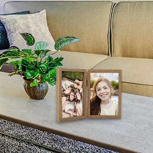 WUTL 4x6 Picture Frames Double Hinged MDF Wood Grain with Glass Front Stand Vertical on Tabletop thumbnail 6