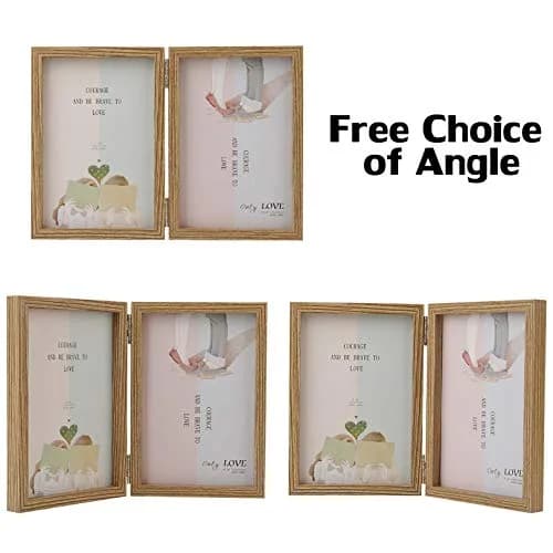 WUTL 4x6 Picture Frames Double Hinged MDF Wood Grain with Glass Front Stand Vertical on Tabletop thumbnail 7