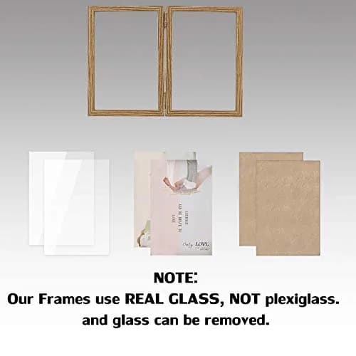 WUTL 4x6 Picture Frames Double Hinged MDF Wood Grain with Glass Front Stand Vertical on Tabletop thumbnail 3