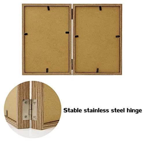 WUTL 4x6 Picture Frames Double Hinged MDF Wood Grain with Glass Front Stand Vertical on Tabletop thumbnail 4