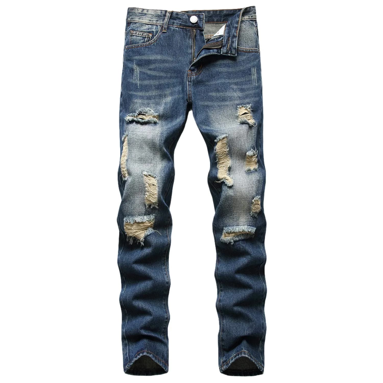 Liuhond Men's Ripped Distressed Straight Fit Washed Denim Jeans Pants 34 | Cool Moto Style