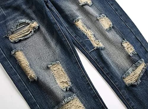Liuhond Men's Ripped Distressed Straight Fit Washed Denim Jeans Pants 34 | Cool Moto Style thumbnail 5
