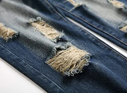 Liuhond Men's Ripped Distressed Straight Fit Washed Denim Jeans Pants 34 | Cool Moto Style thumbnail 6