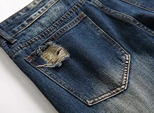 Liuhond Men's Ripped Distressed Straight Fit Washed Denim Jeans Pants 34 | Cool Moto Style thumbnail 8