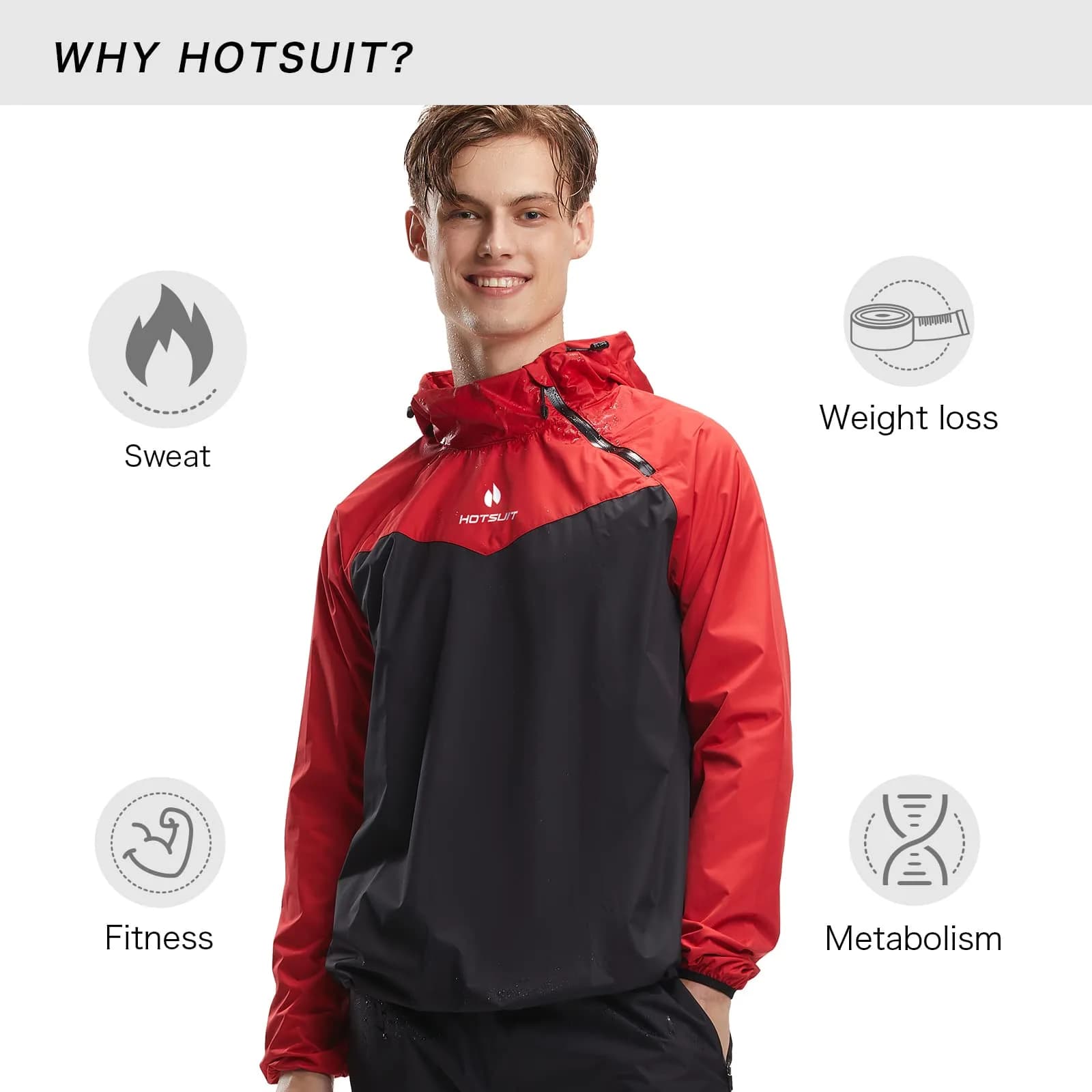 HOTSUIT Red Sauna Jacket for Men & Women - Sweat 5x More, Size Small - view 3