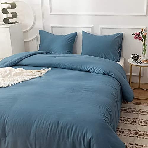 Luxlovery Lake Blue Comforter Set Queen | Soft Lightweight Bedding for Adults & Teens thumbnail 4