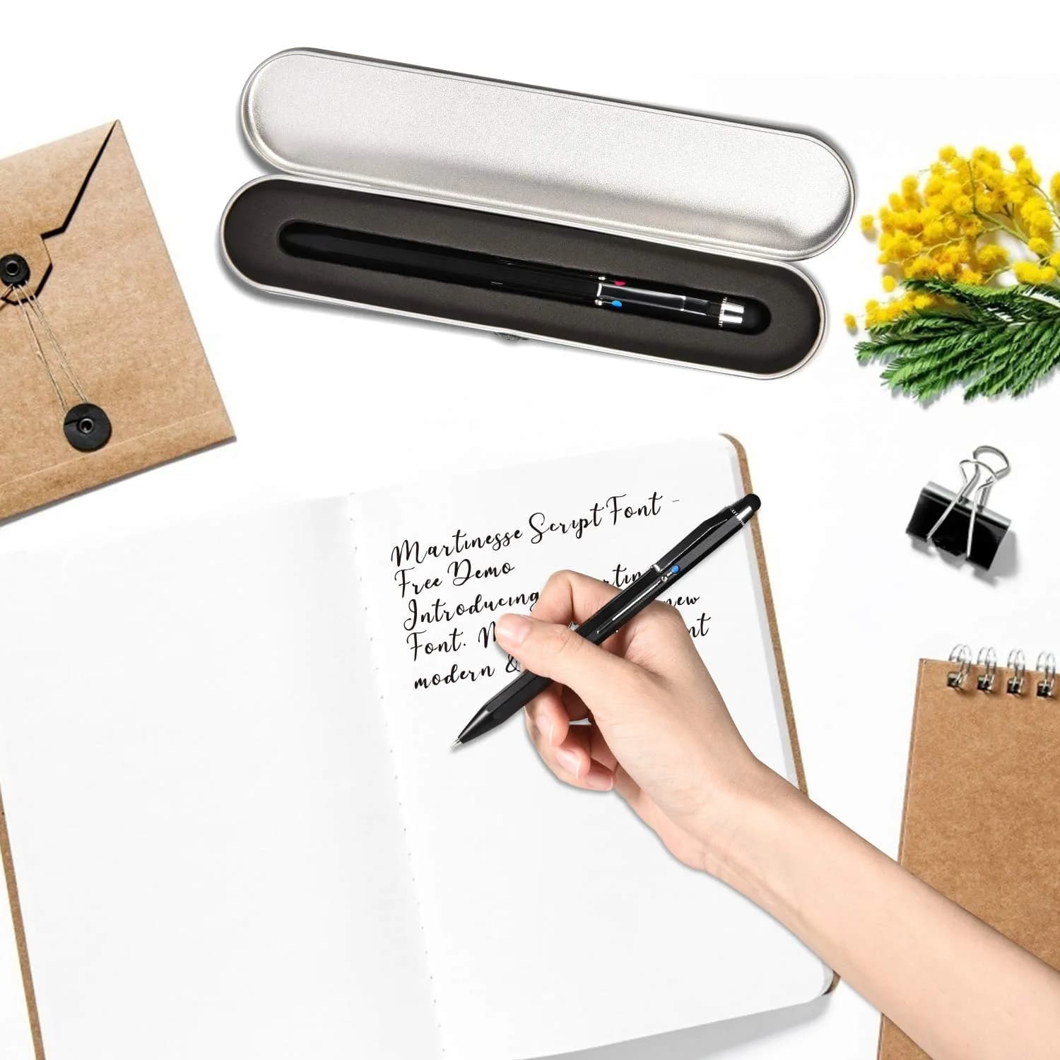 SMTTW 5-in-1 Stylus Pen & Multicolor Ballpoint Pen with Metal Gift Box | Smooth Ink Flow - view 7