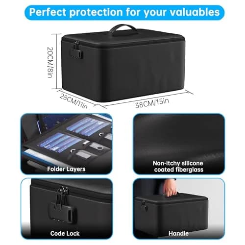 ENGPOW Fireproof Document Organizer Bag 36.8cm x 27.9cm x 20.3cm | Protects Valuables in Fire & Flood thumbnail 4