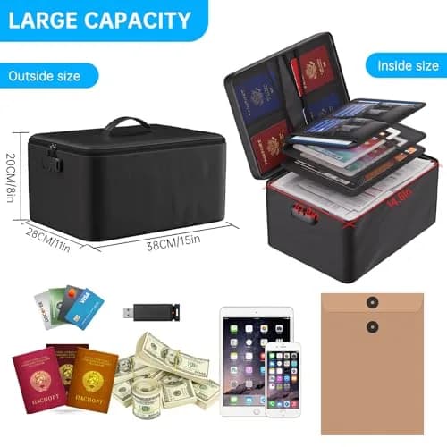 ENGPOW Fireproof Document Organizer Bag 36.8cm x 27.9cm x 20.3cm | Protects Valuables in Fire & Flood thumbnail 6