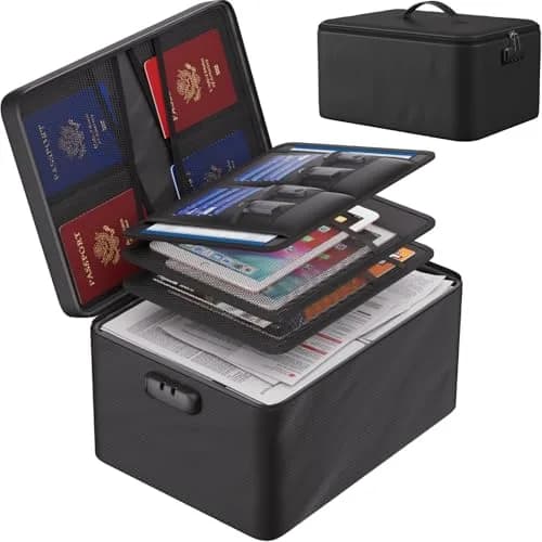 ENGPOW Fireproof Document Organizer Bag 36.8cm x 27.9cm x 20.3cm | Protects Valuables in Fire & Flood thumbnail 1