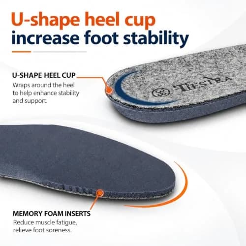 TIESTRA Merino Wool Insoles for Women Fur Comfort Warm Shoes Inserts Grey Eu38/Us7 | Natural Warmth & Breathability thumbnail 6